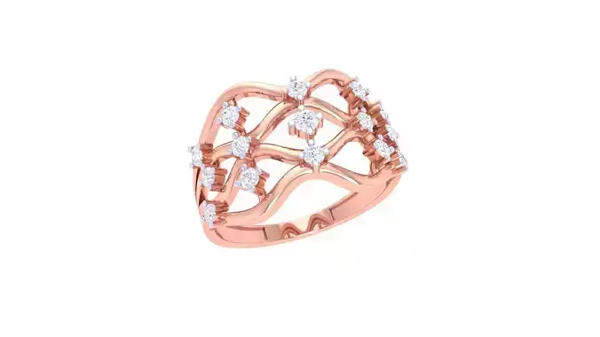 Wire High Jewelry Diamond Cocktail Ring 3dm stl obj 3D print model
