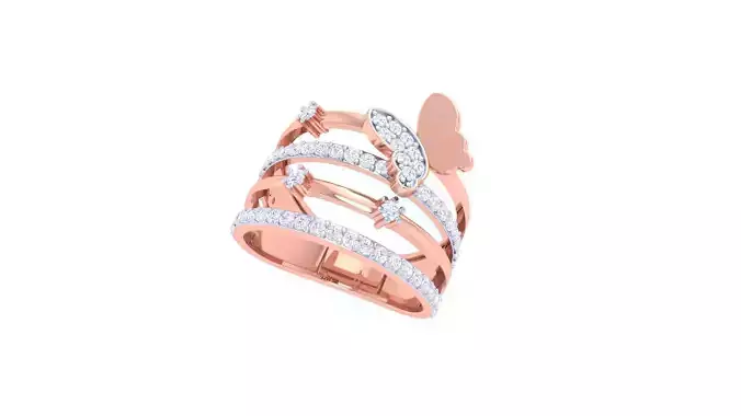 Butterfly Wire High Jewelry Diamond Cocktail Ring 3dm stl obj 3D print model