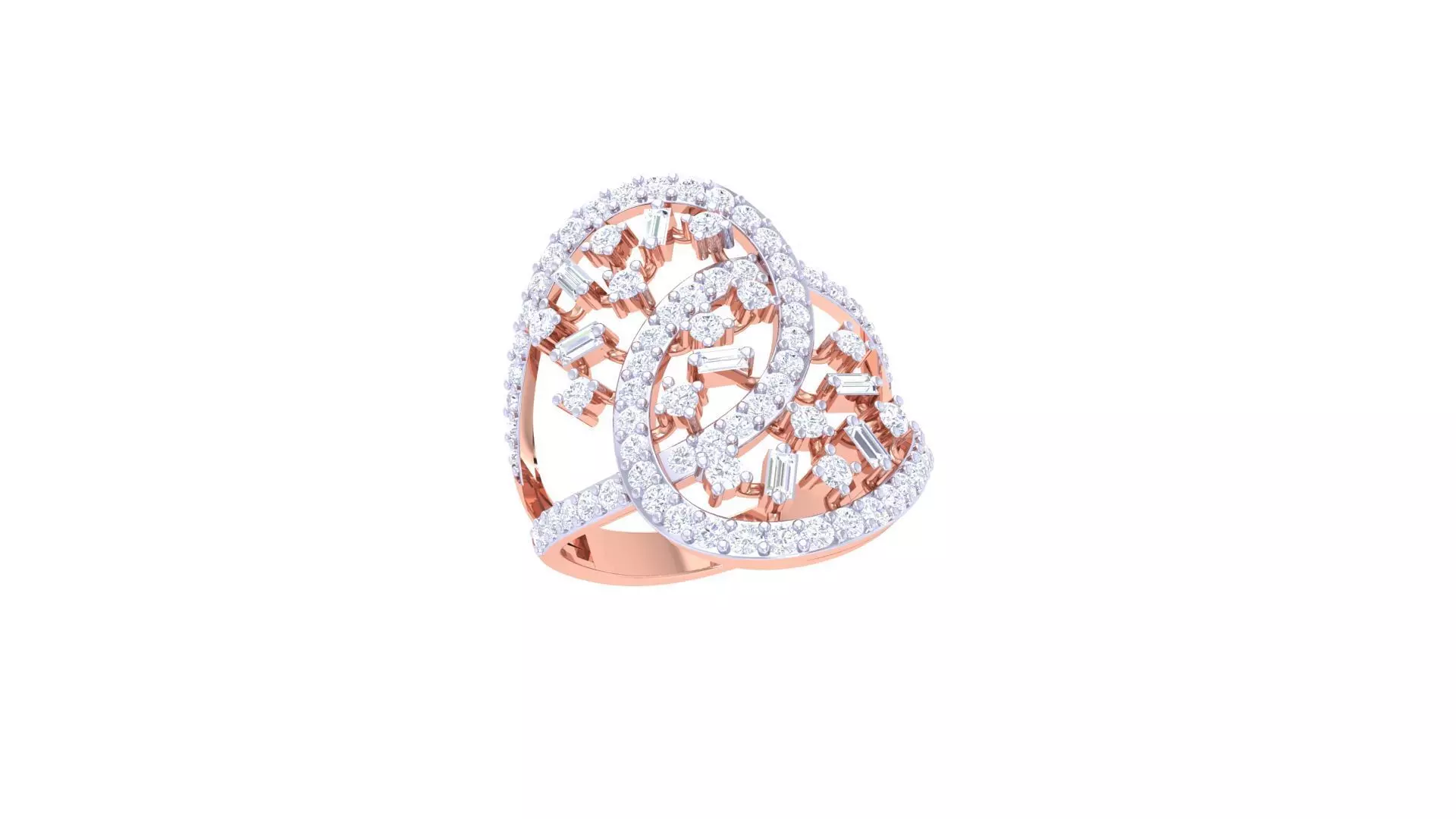 Flower High Jewelry Diamond Cocktail Ring 3dm stl obj 3D print model
