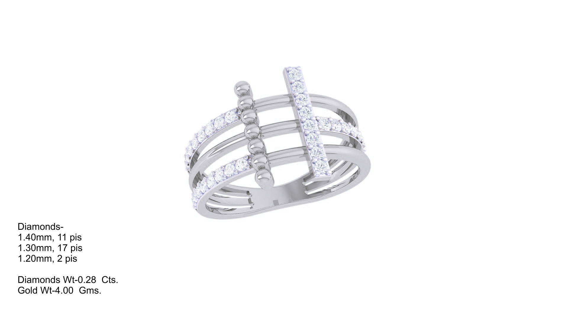 Wire High Jewelry Diamond Cocktail Ring 3dm stl obj 3D print model_2