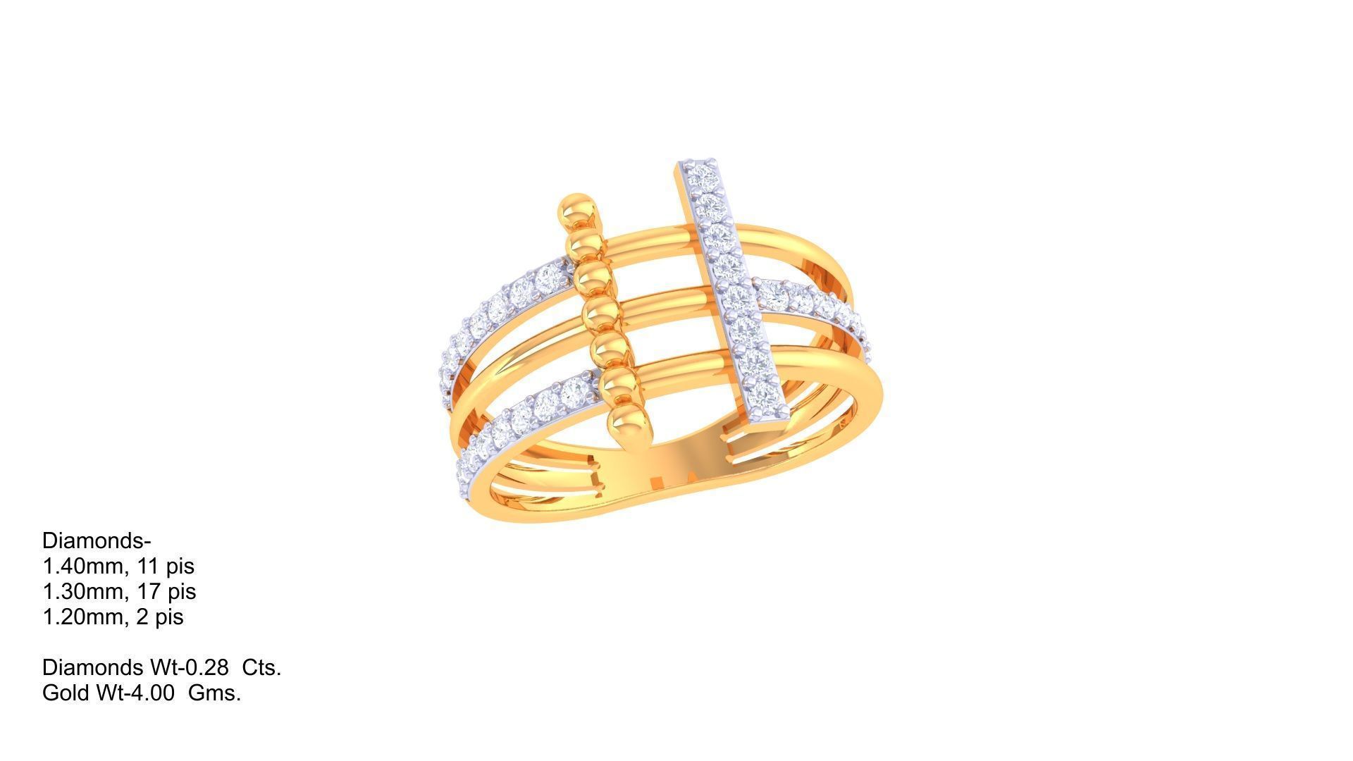 Wire High Jewelry Diamond Cocktail Ring 3dm stl obj 3D print model_1