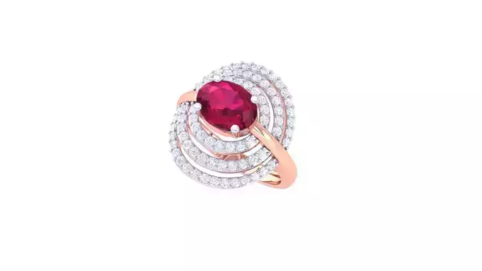 Ruby High Jewelry Diamond Cocktail Ring 3dm stl obj 3D print model