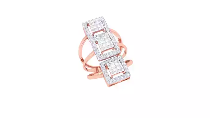 Wire Tri-Head High Jewelry Diamond Cocktail Ring 3dm stl obj