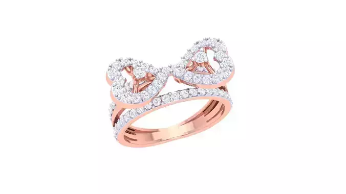 Heart Love High Jewelry Diamond Cocktail Ring 3dm stl obj