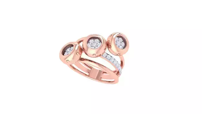 Wire High Jewelry Diamond Cocktail Ring 3dm stl obj