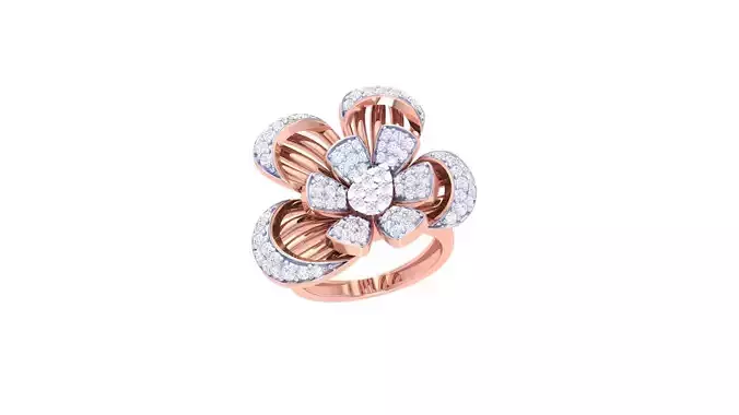 Flower High Jewelry Diamond Cocktail Ring 3dm stl obj 3D print model