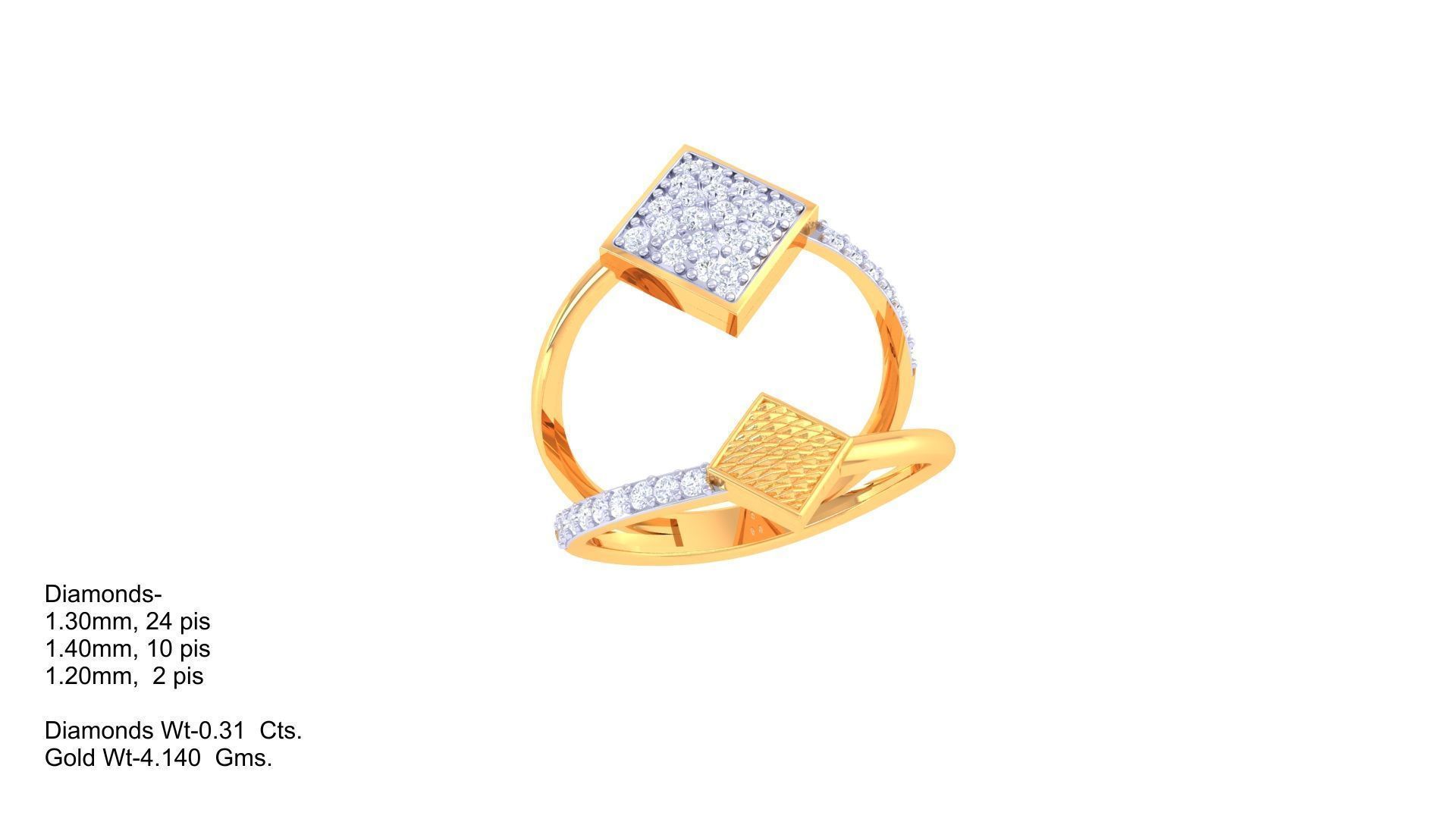 High Jewelry Diamond Cocktail Ring 3dm stl obj 3D print model_2