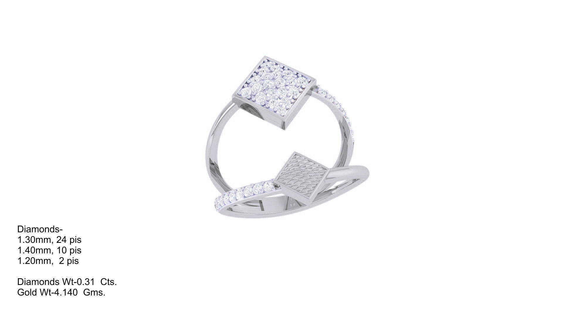 High Jewelry Diamond Cocktail Ring 3dm stl obj 3D print model_3