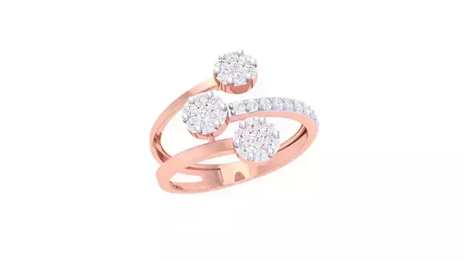 Wire High Jewelry Diamond Cocktail Ring 3dm stl obj