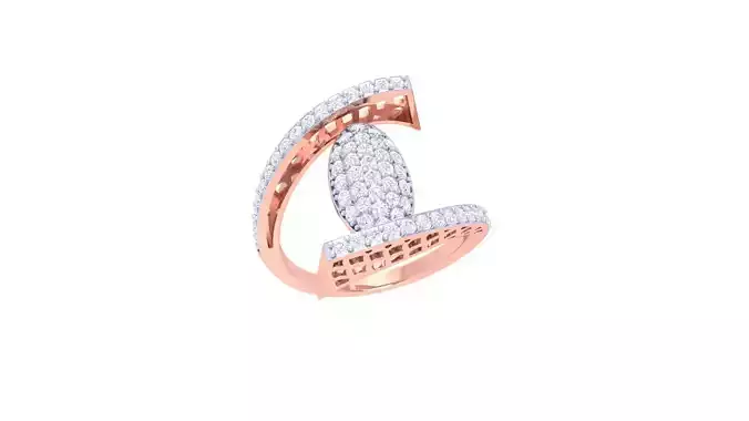 High Jewelry Diamond Cocktail Ring 3dm stl obj