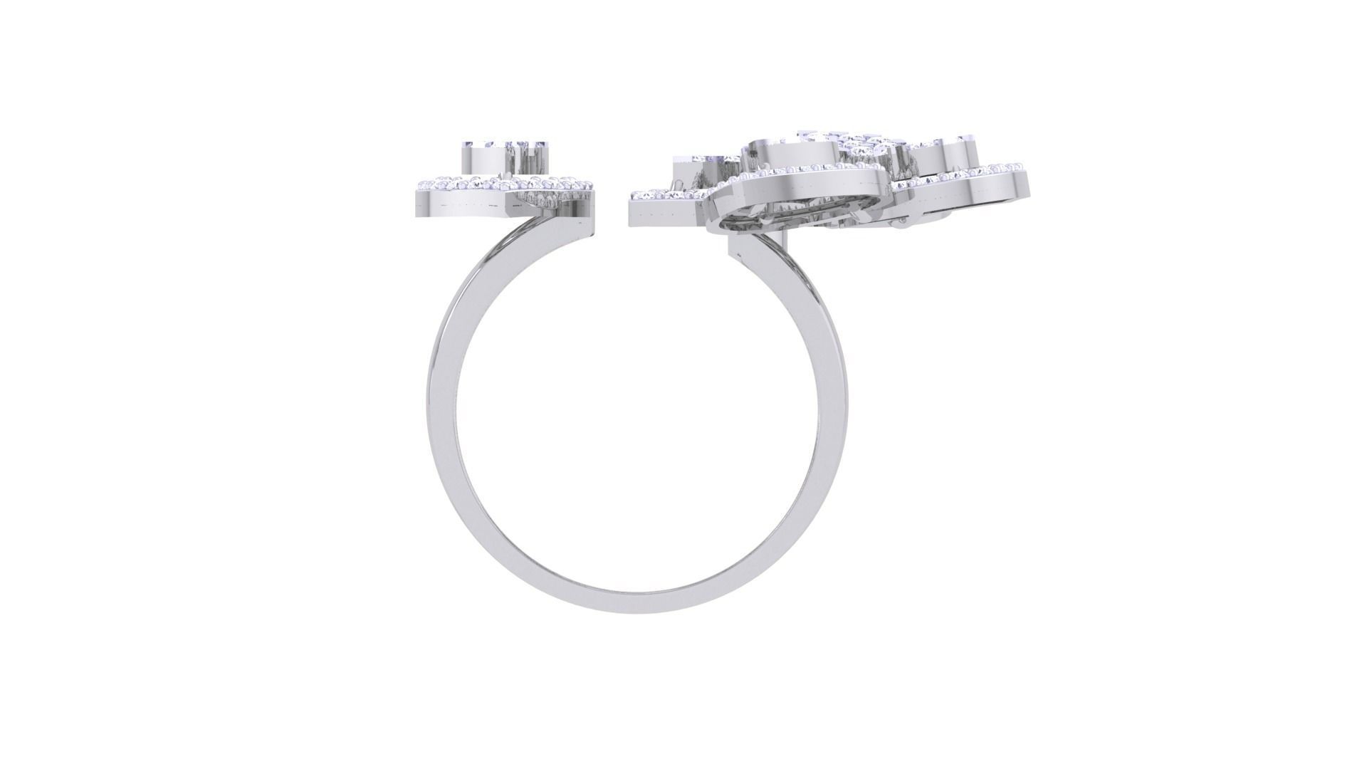 Leaf High Jewelry Diamond Cocktail Ring 3dm stl obj 3D print model_11