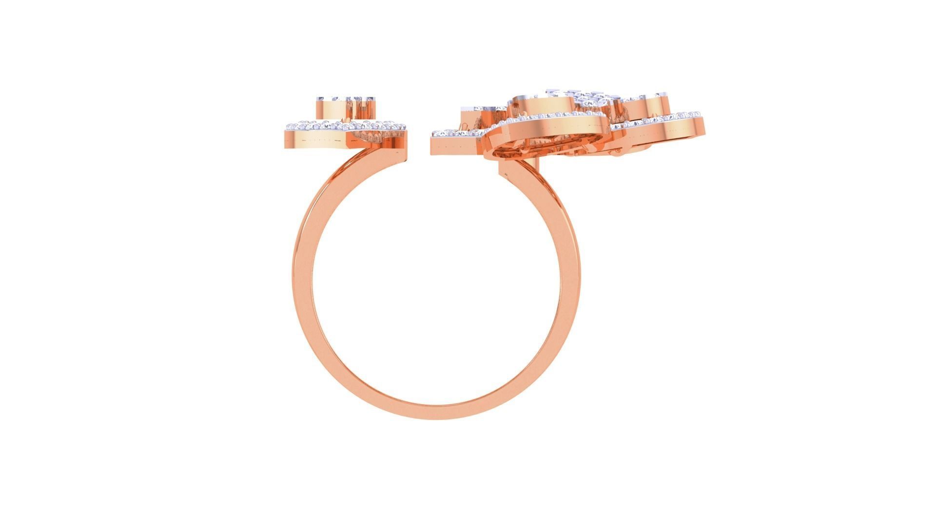 Leaf High Jewelry Diamond Cocktail Ring 3dm stl obj 3D print model_10