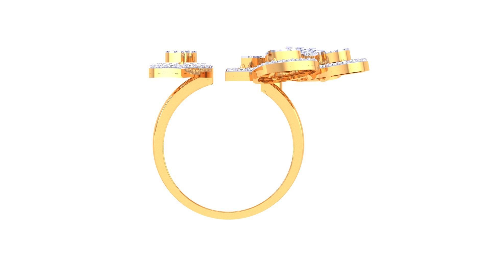 Leaf High Jewelry Diamond Cocktail Ring 3dm stl obj 3D print model_12