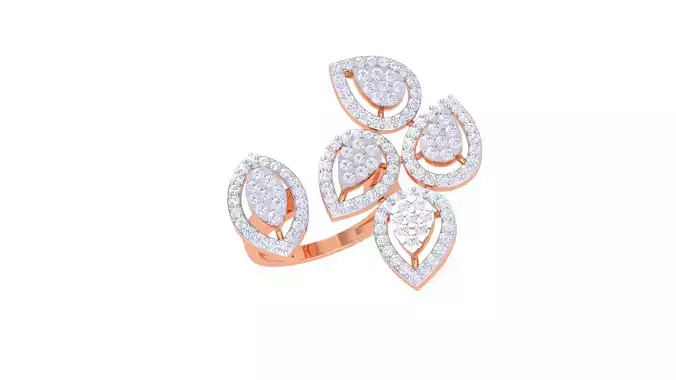 Leaf High Jewelry Diamond Cocktail Ring 3dm stl obj