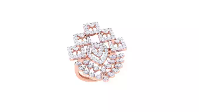 Flower High Jewelry Diamond Cocktail Ring 3dm stl obj 3D print model