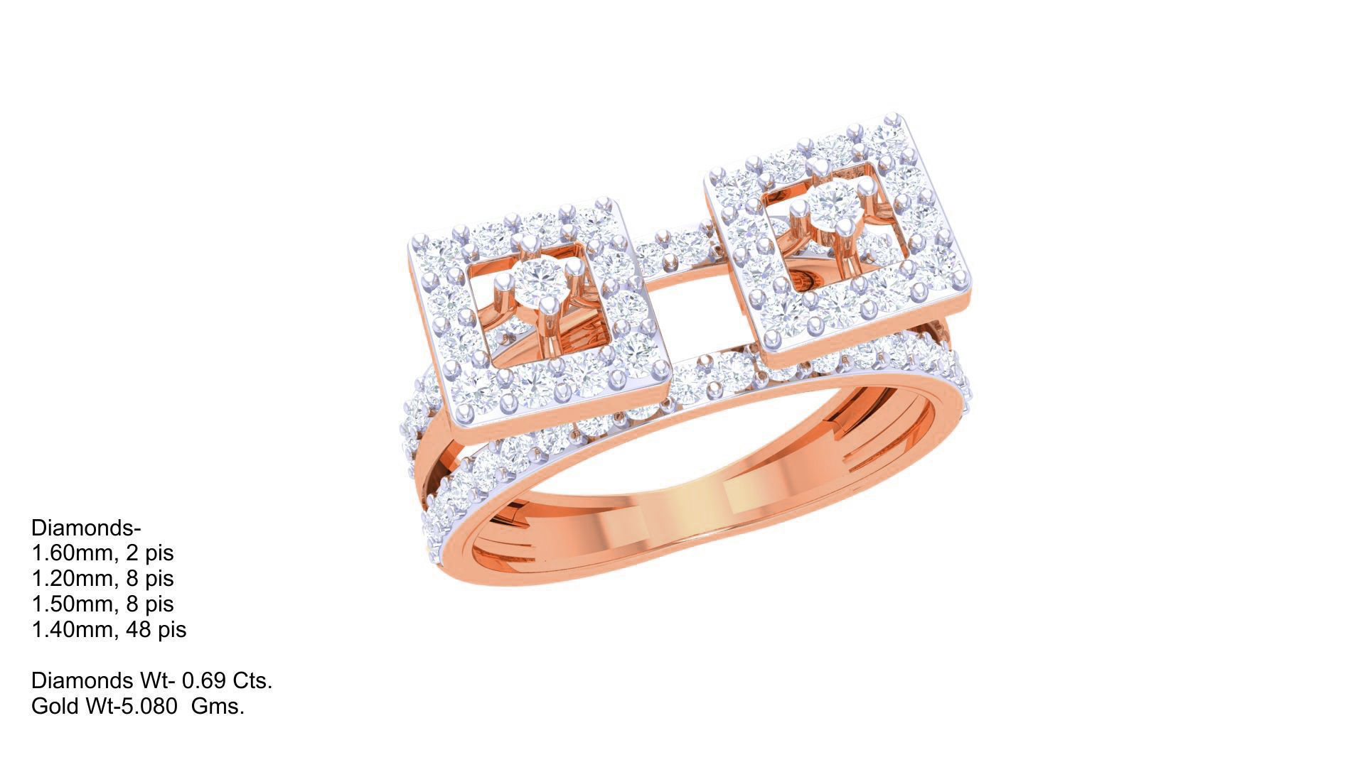 High Jewelry Diamond Cocktail Ring 3dm stl obj 3D print model_3