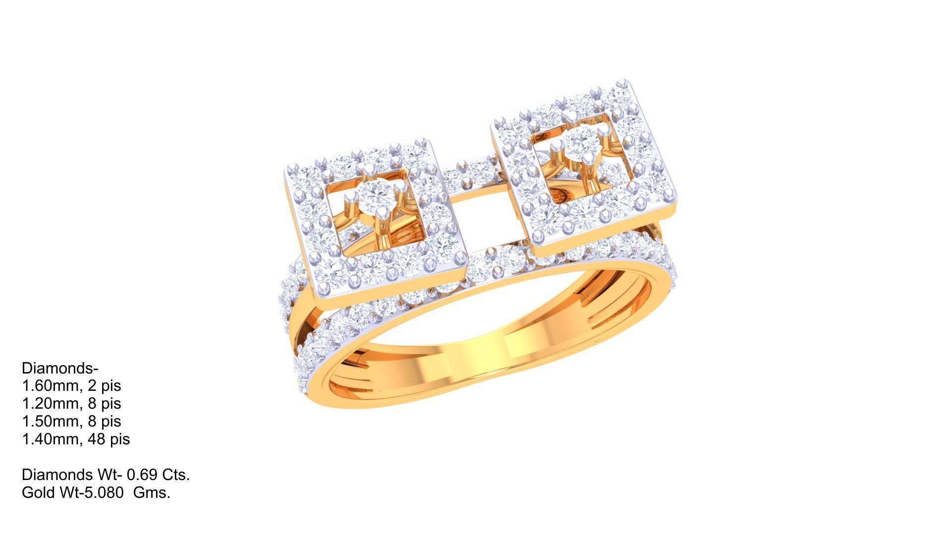 High Jewelry Diamond Cocktail Ring 3dm stl obj 3D print model_1