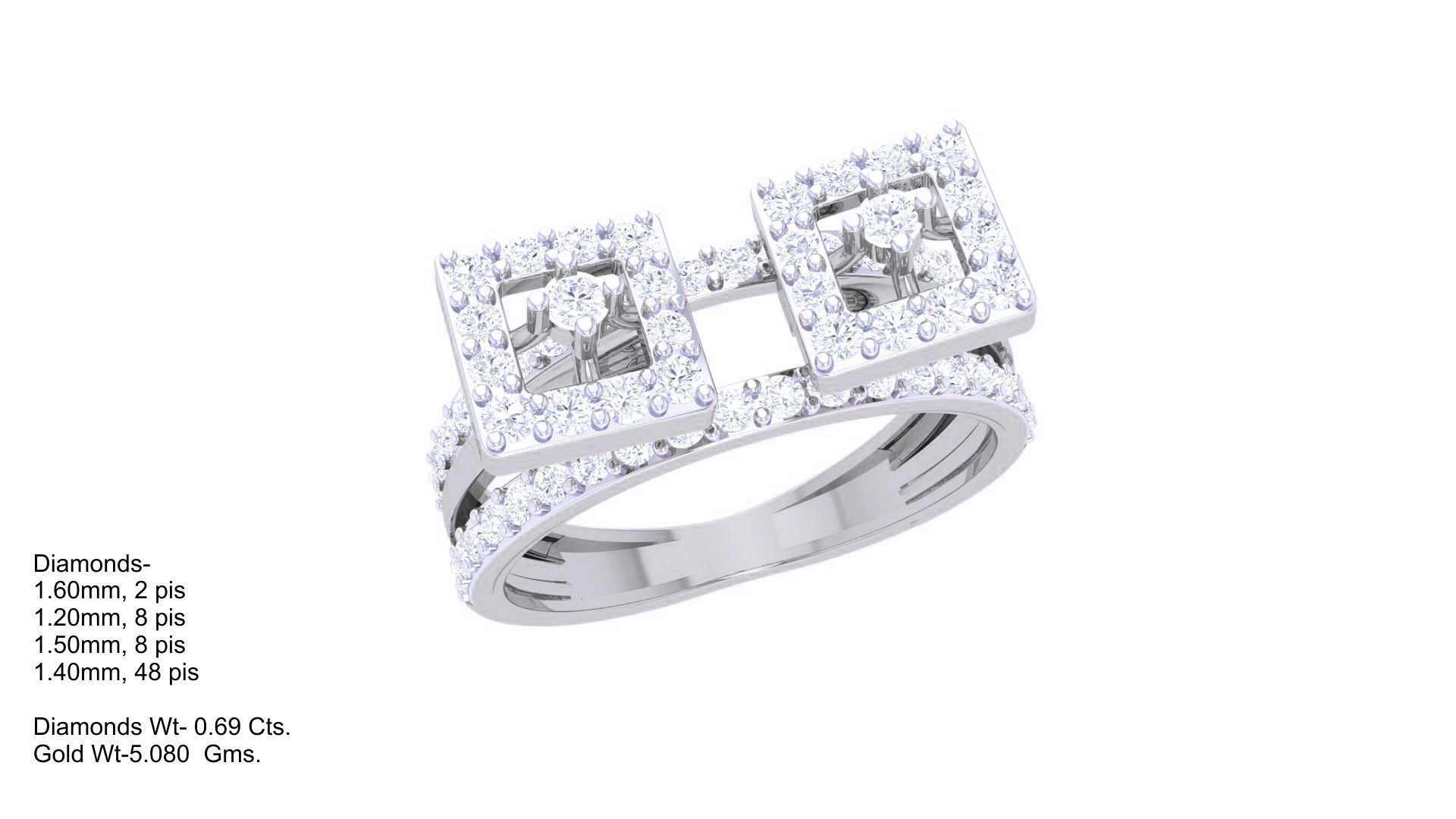 High Jewelry Diamond Cocktail Ring 3dm stl obj 3D print model_2