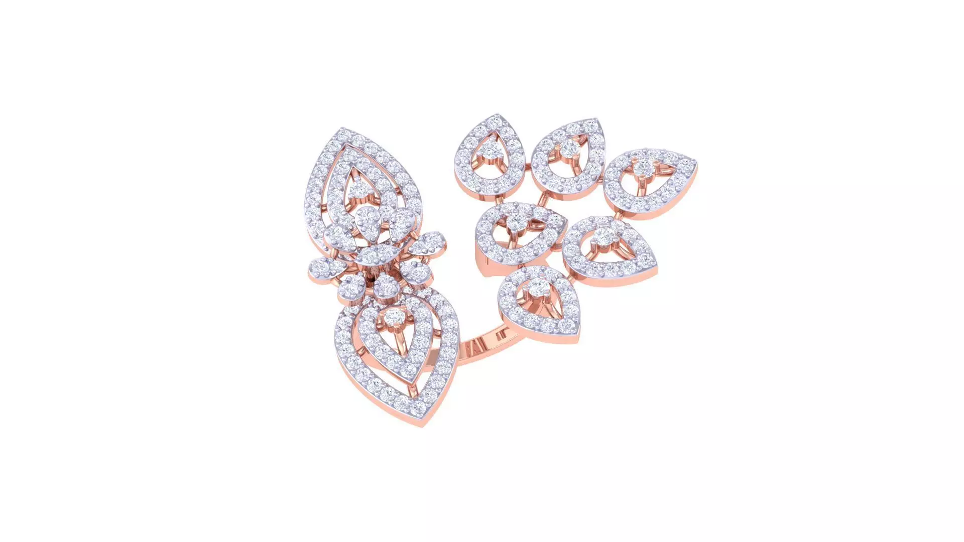 Flower High Jewelry Diamond Cocktail Ring 3dm stl obj 3D print model