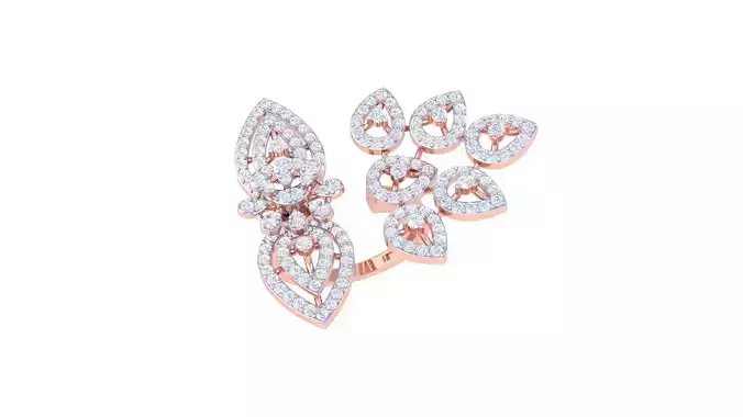 Flower High Jewelry Diamond Cocktail Ring 3dm stl obj 3D print model