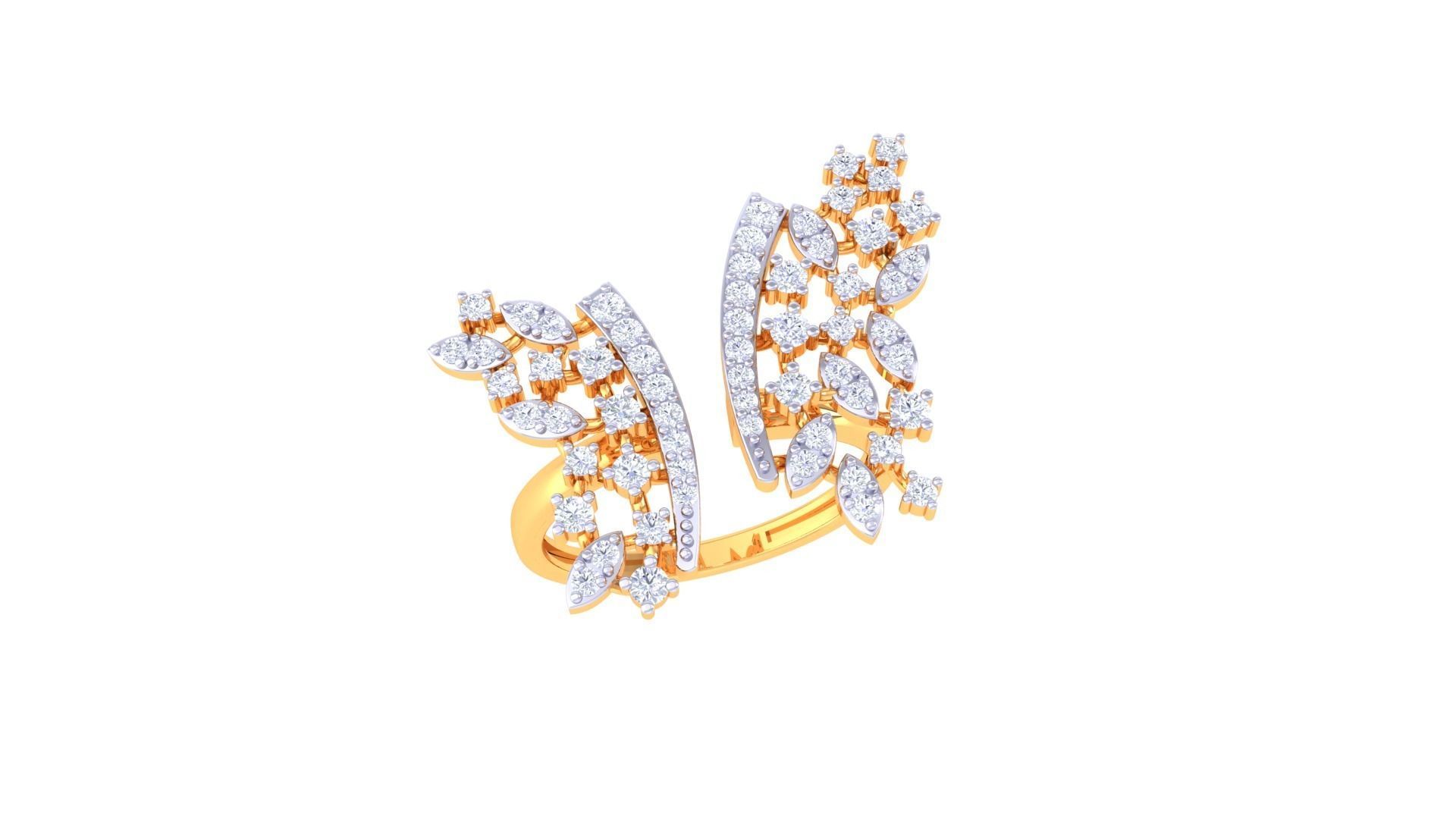 High Jewelry Diamond Cocktail Ring 3dm stl obj 3D print model_4