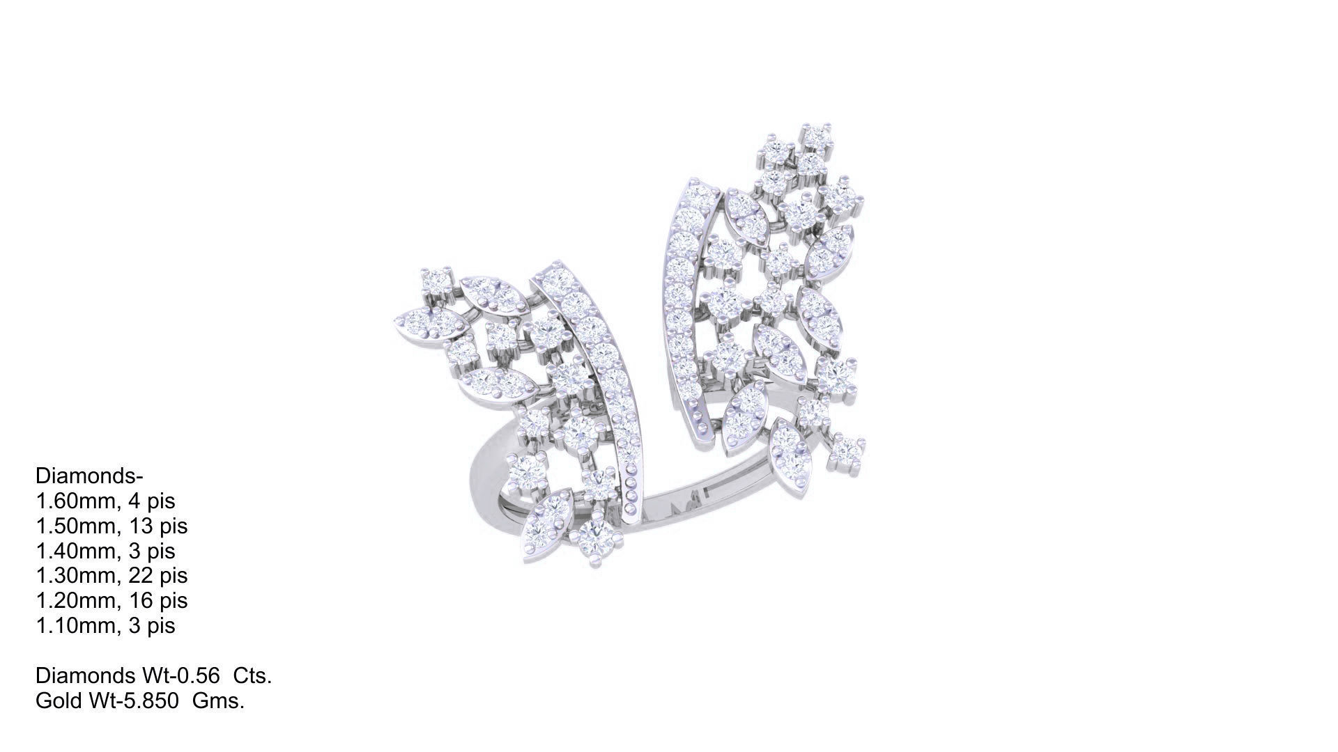 High Jewelry Diamond Cocktail Ring 3dm stl obj 3D print model_3