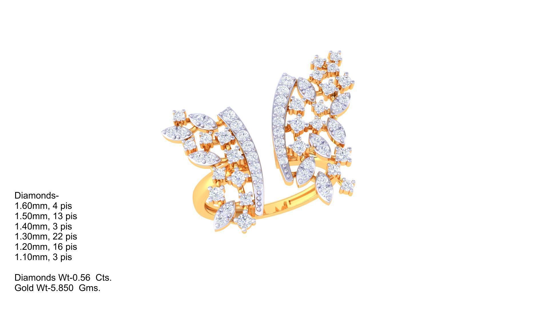 High Jewelry Diamond Cocktail Ring 3dm stl obj 3D print model_2