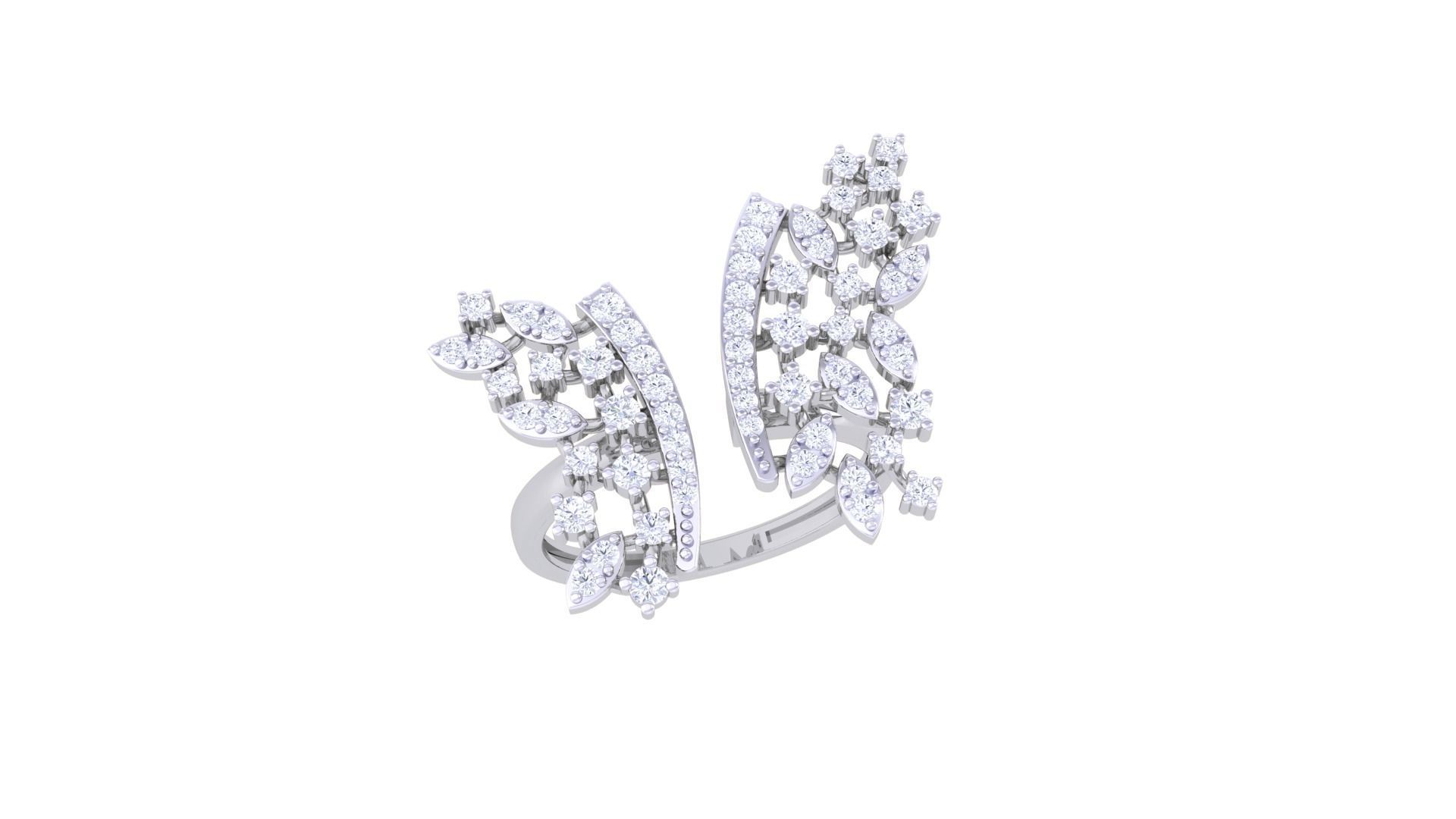 High Jewelry Diamond Cocktail Ring 3dm stl obj 3D print model_5