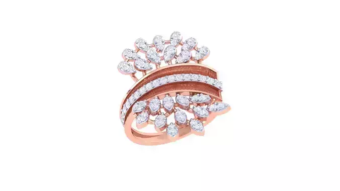 Flower High Jewelry Diamond Cocktail Ring 3dm stl obj 3D print model