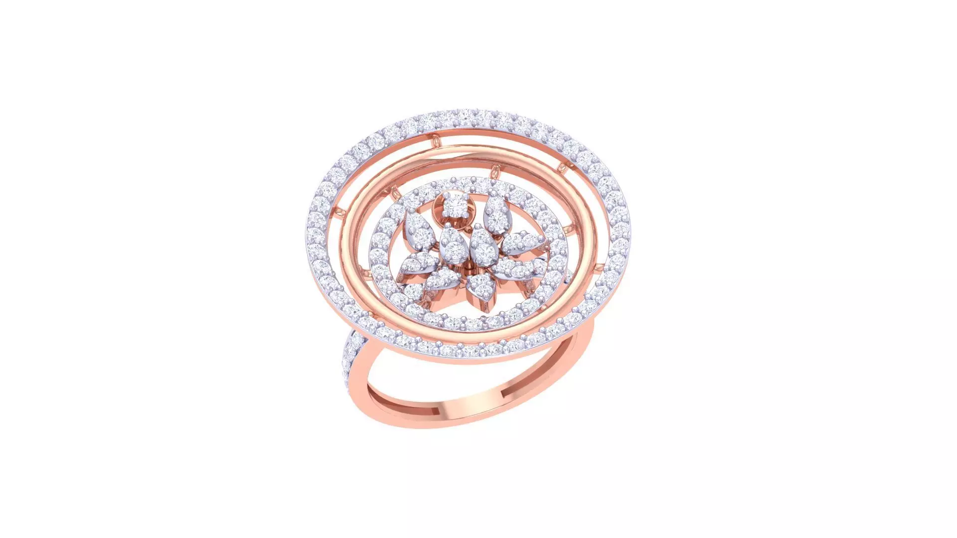 Flower High Jewelry Diamond Cocktail Ring 3dm stl obj 3D print model
