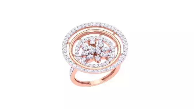 Flower High Jewelry Diamond Cocktail Ring 3dm stl obj 3D print model
