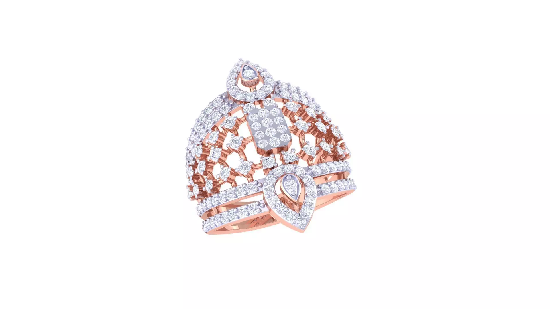 High Jewelry Diamond Cocktail Ring 3dm stl obj 3D print model
