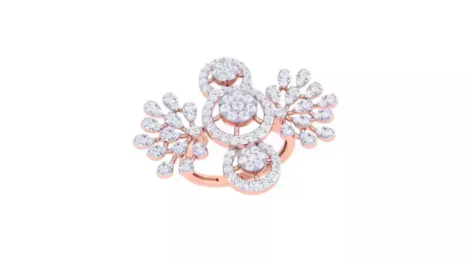 Flower High Jewelry Diamond Cocktail Ring 3dm stl obj 3D print model