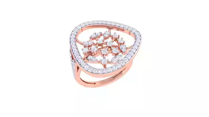 Flower High Jewelry Diamond Cocktail Ring 3dm stl obj 3D print model