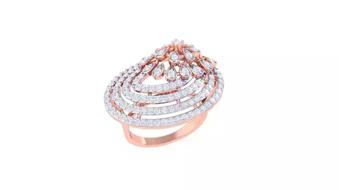 Flower High Jewelry Diamond Cocktail Ring 3dm stl obj 3D print model