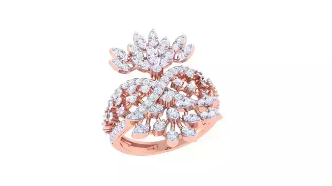 Flower High Jewelry Diamond Cocktail Ring 3dm stl obj 3D print model