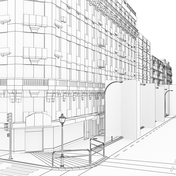 5 City Blocks Collection Low-poly 3D model_176