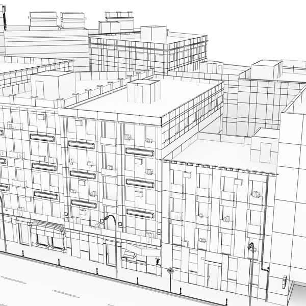 5 City Blocks Collection Low-poly 3D model_39