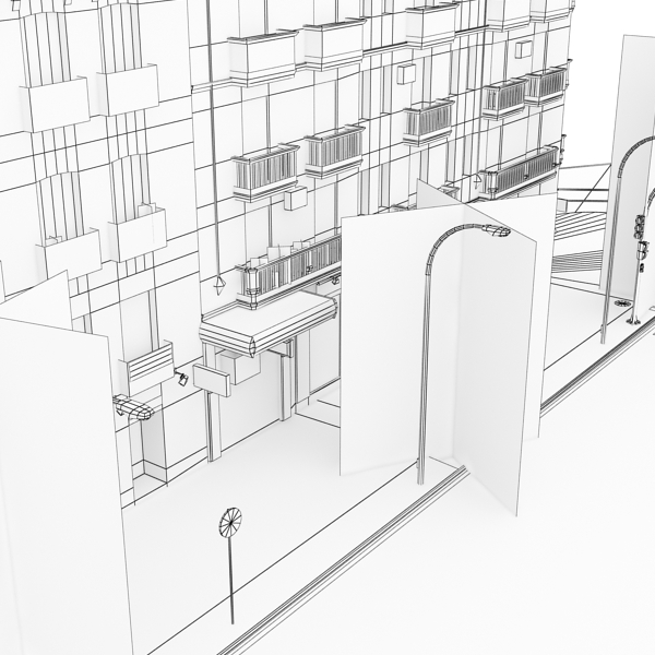 5 City Blocks Collection Low-poly 3D model_41