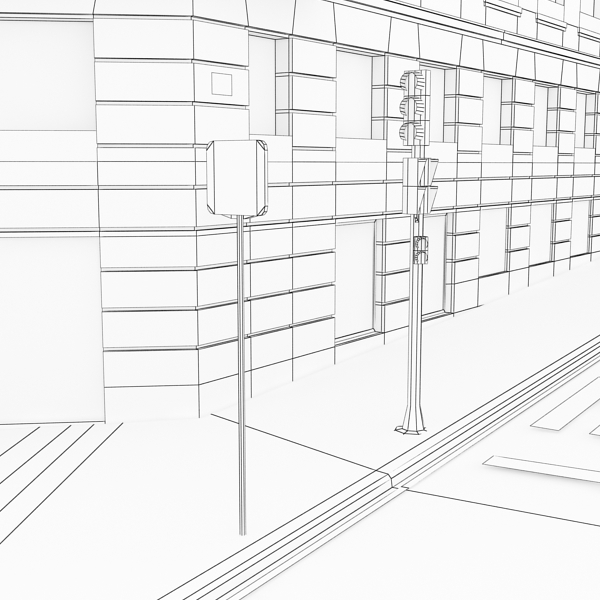 5 City Blocks Collection Low-poly 3D model_139