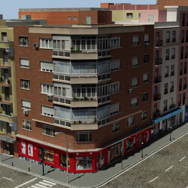 5 City Blocks Collection Low-poly 3D model_109