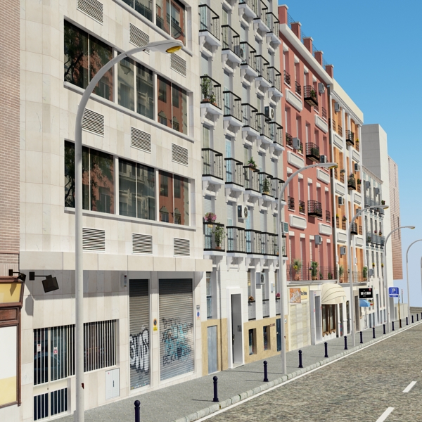 5 City Blocks Collection Low-poly 3D model_14