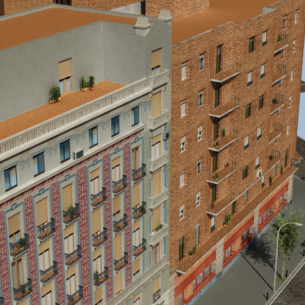 5 City Blocks Collection Low-poly 3D model_80