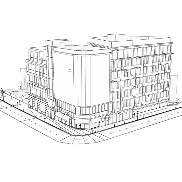 5 City Blocks Collection Low-poly 3D model_66