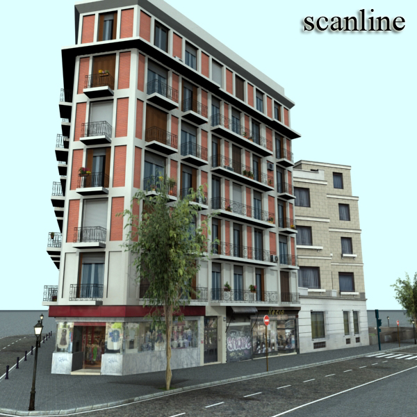 5 City Blocks Collection Low-poly 3D model_64