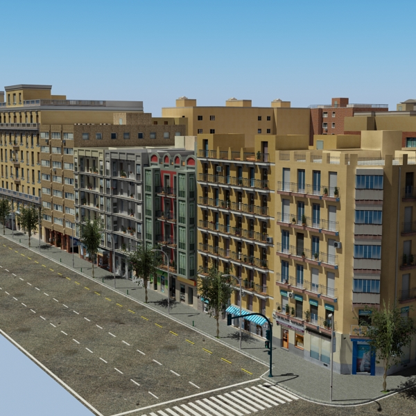 5 City Blocks Collection Low-poly 3D model_147