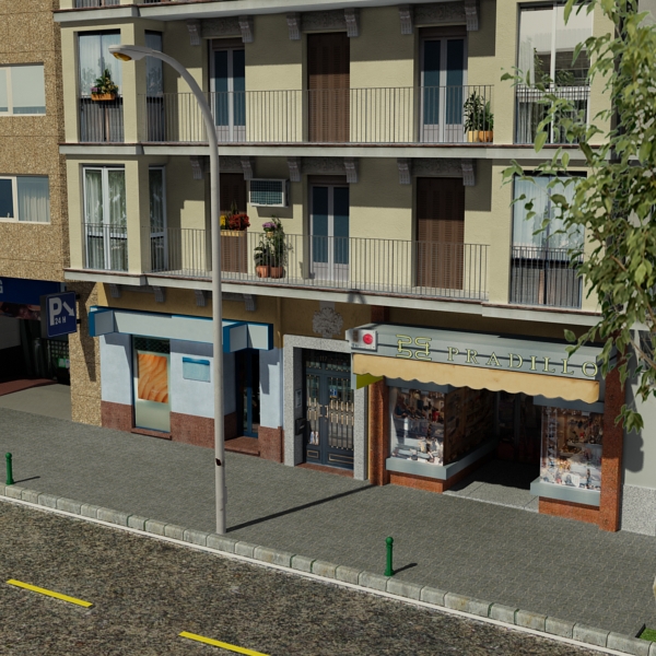 5 City Blocks Collection Low-poly 3D model_151