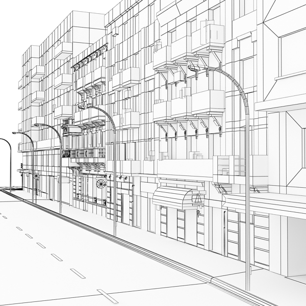 5 City Blocks Collection Low-poly 3D model_100