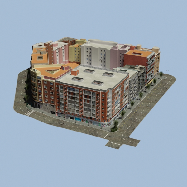 5 City Blocks Collection Low-poly 3D model_104
