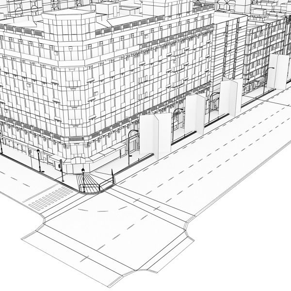 5 City Blocks Collection Low-poly 3D model_175